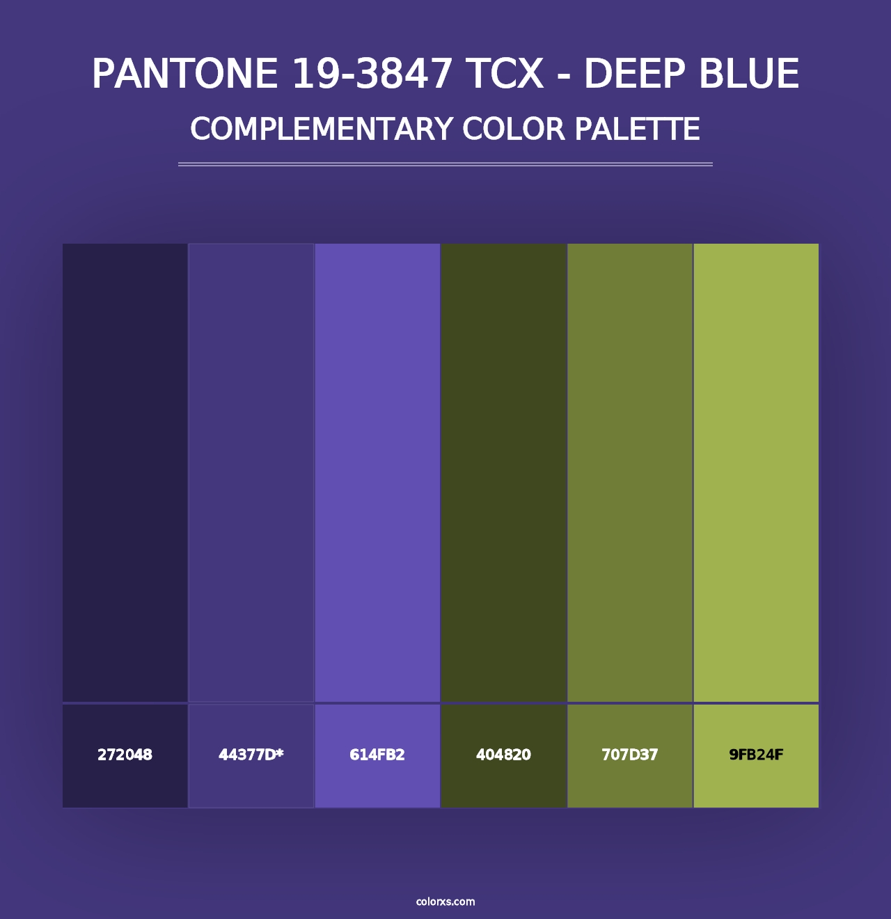 PANTONE 19-3847 TCX - Deep Blue - Complementary Color Palette