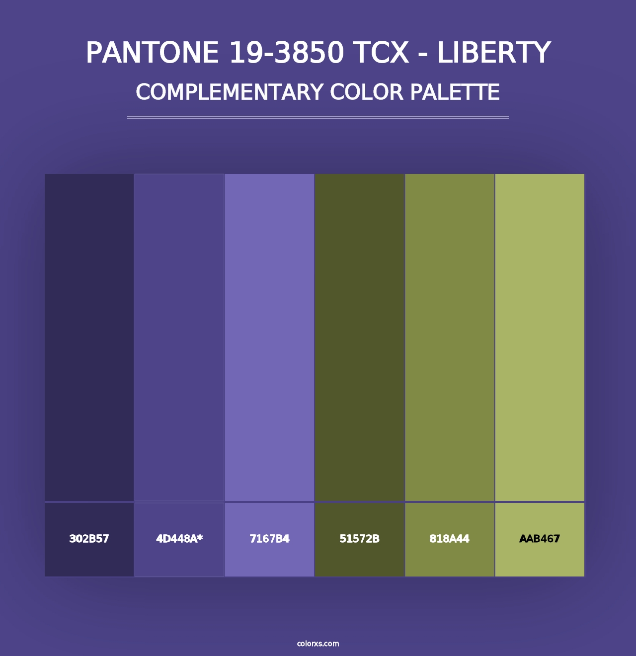 PANTONE 19-3850 TCX - Liberty - Complementary Color Palette