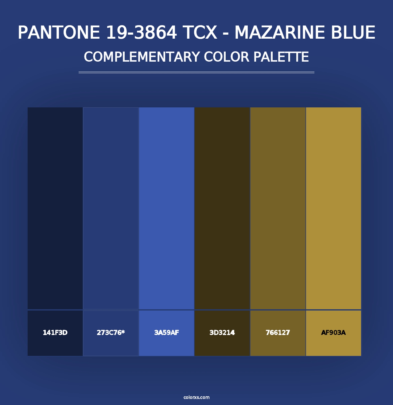 PANTONE 19-3864 TCX - Mazarine Blue - Complementary Color Palette