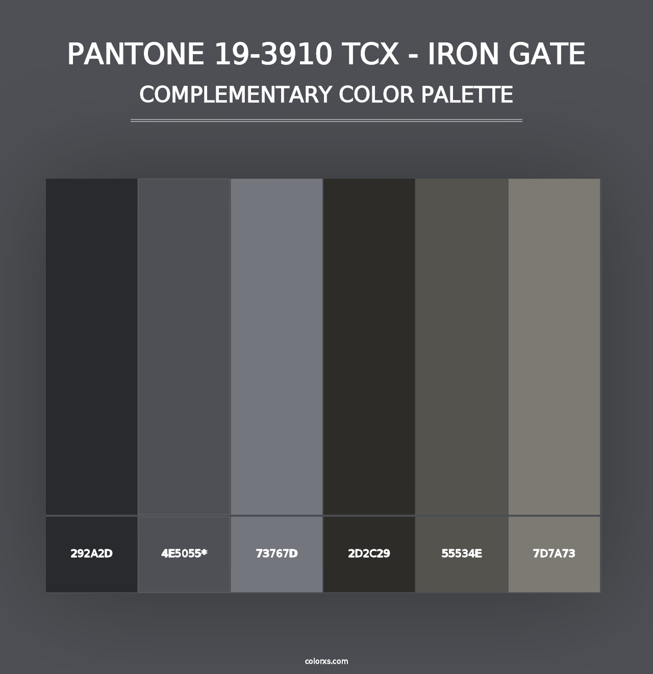 PANTONE 19-3910 TCX - Iron Gate - Complementary Color Palette