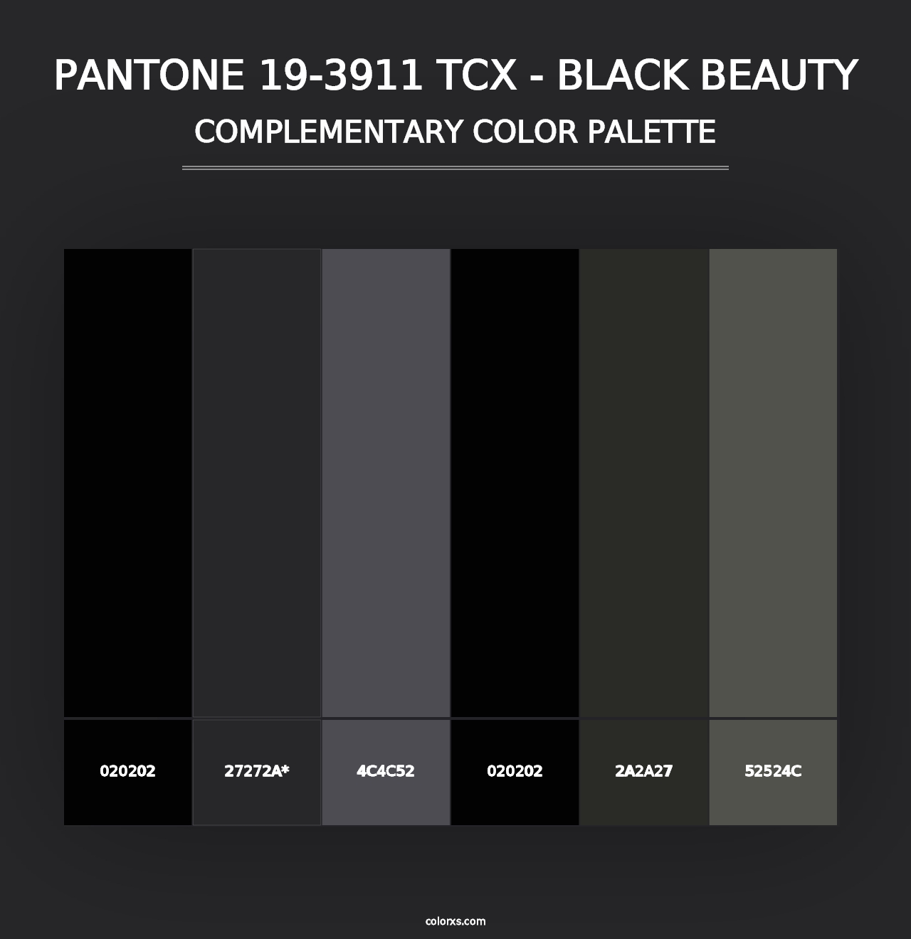 PANTONE 19-3911 TCX - Black Beauty - Complementary Color Palette