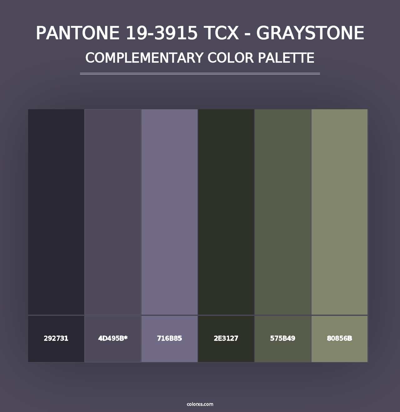 PANTONE 19-3915 TCX - Graystone - Complementary Color Palette