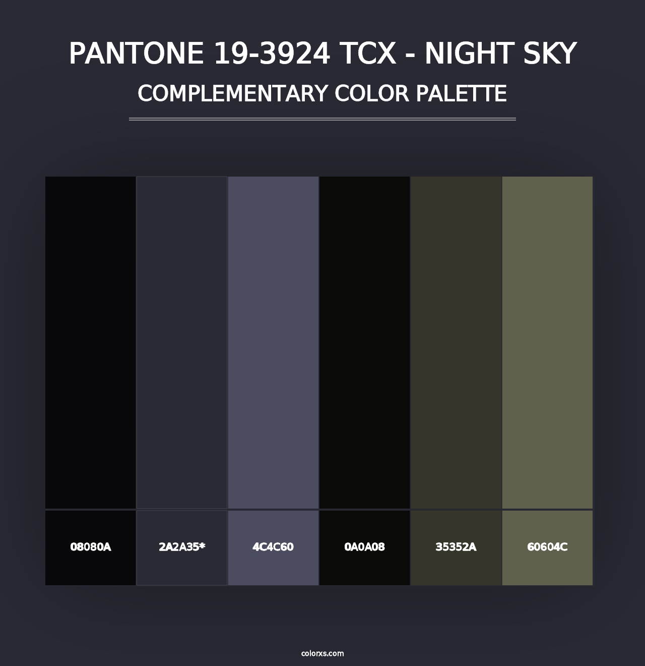 PANTONE 19-3924 TCX - Night Sky - Complementary Color Palette