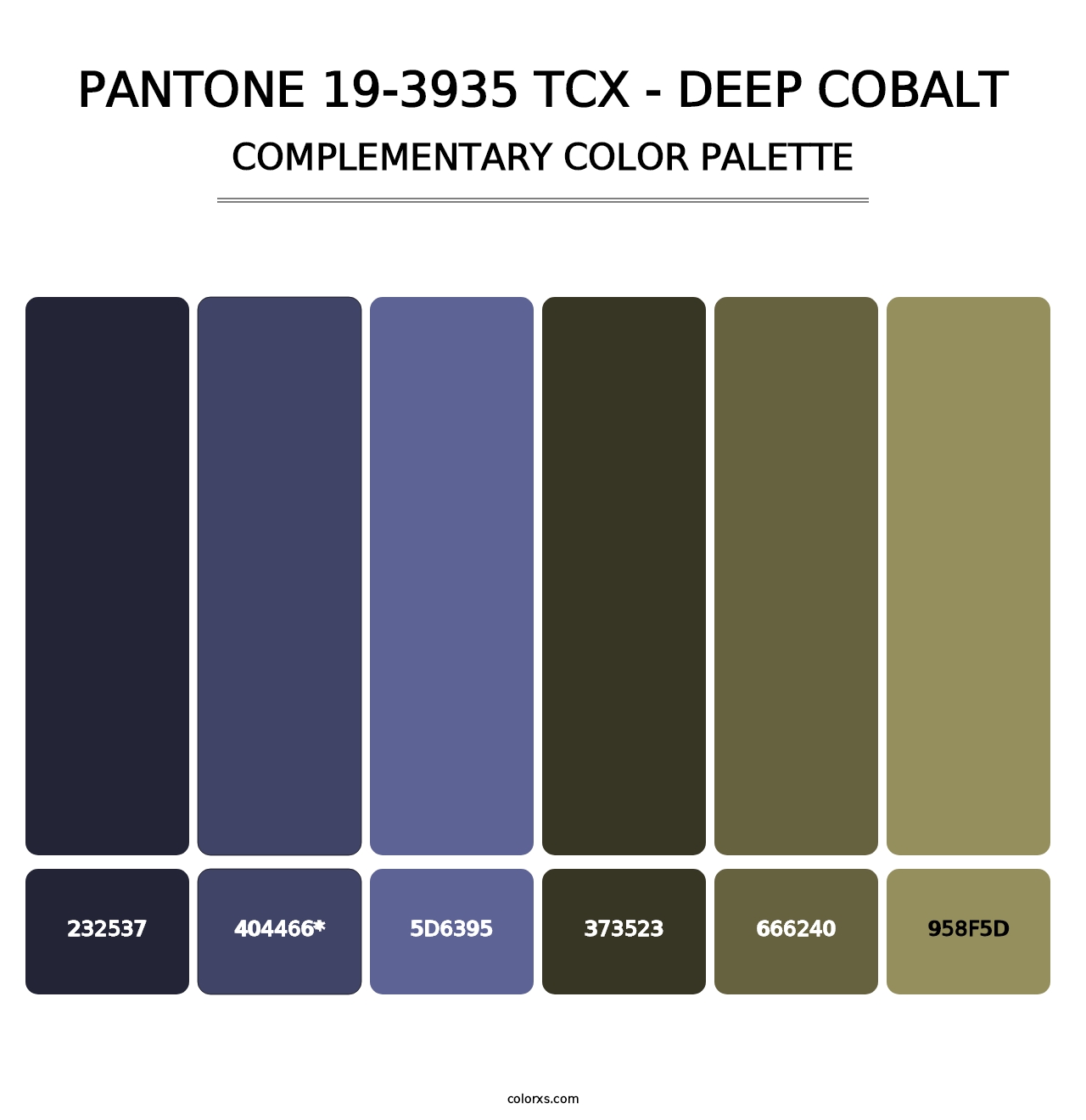 PANTONE 19-3935 TCX - Deep Cobalt - Complementary Color Palette