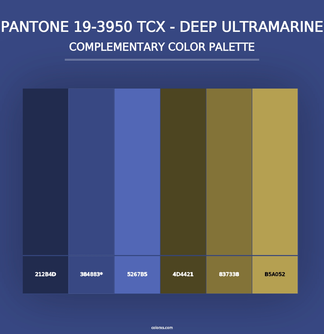 PANTONE 19-3950 TCX - Deep Ultramarine - Complementary Color Palette