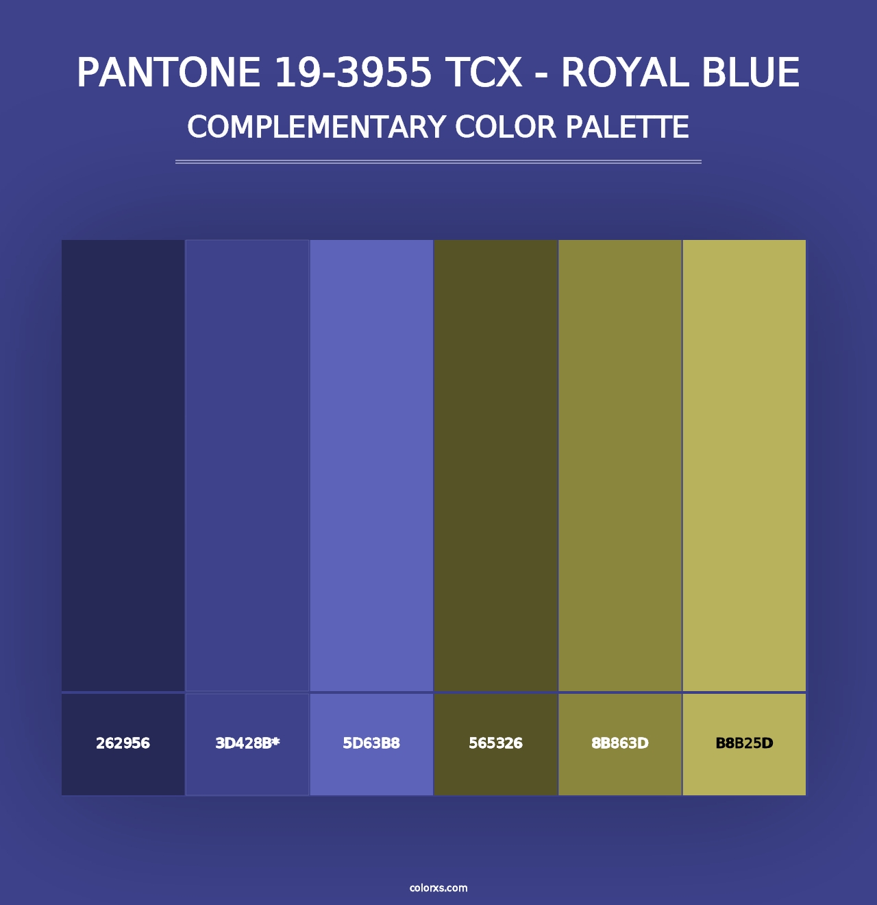 PANTONE 19-3955 TCX - Royal Blue - Complementary Color Palette