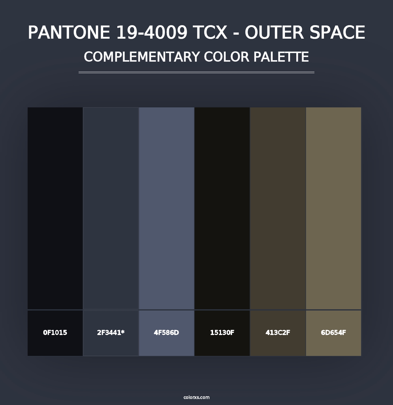 PANTONE 19-4009 TCX - Outer Space - Complementary Color Palette