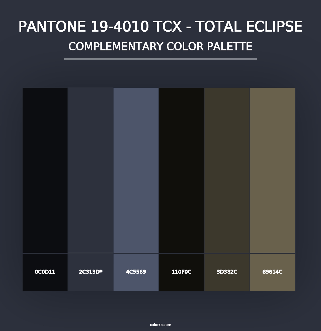 PANTONE 19-4010 TCX - Total Eclipse - Complementary Color Palette