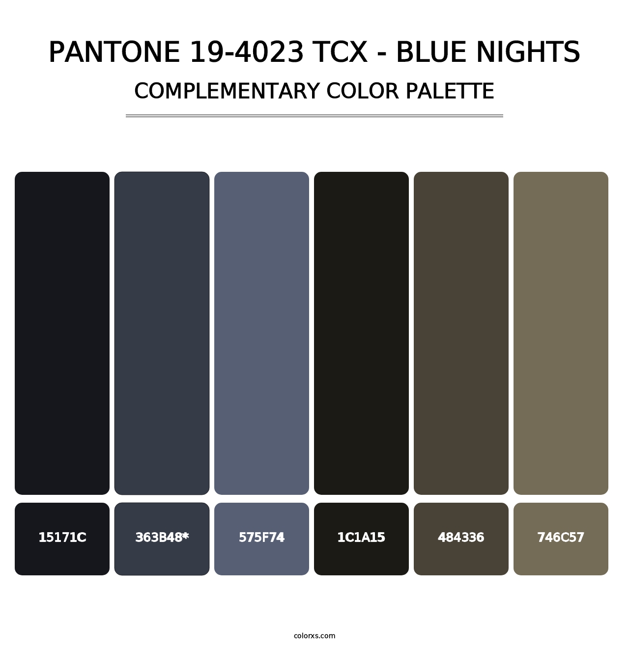 PANTONE 19-4023 TCX - Blue Nights - Complementary Color Palette