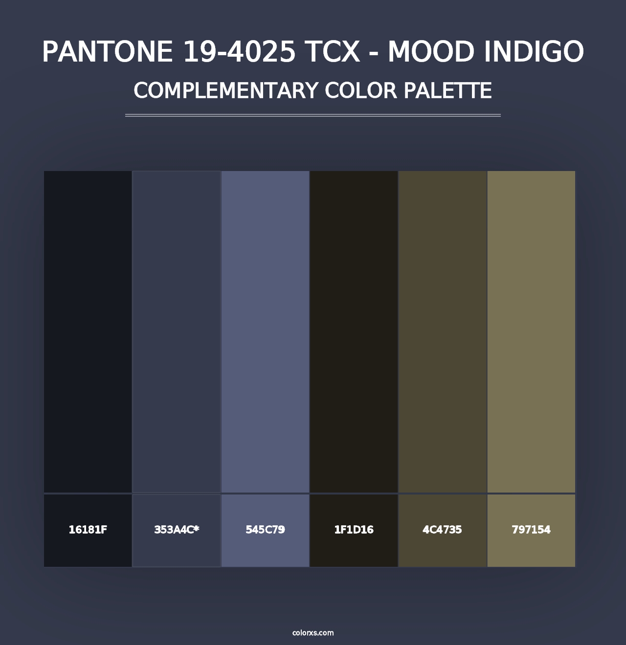 PANTONE 19-4025 TCX - Mood Indigo - Complementary Color Palette