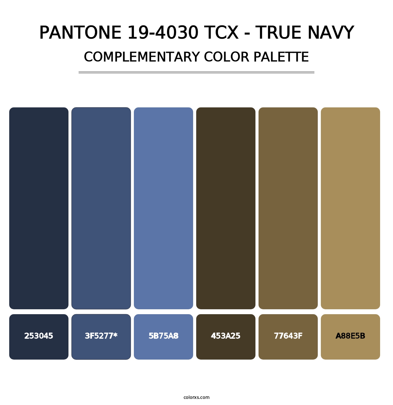 PANTONE 19-4030 TCX - True Navy - Complementary Color Palette