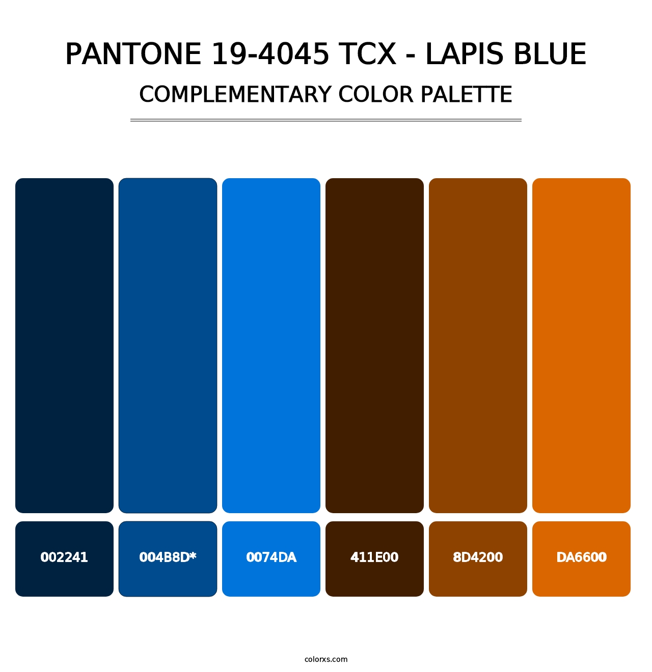 PANTONE 19-4045 TCX - Lapis Blue - Complementary Color Palette