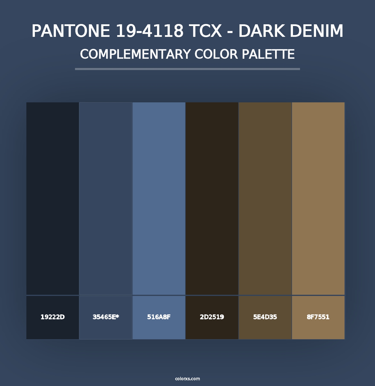 PANTONE 19-4118 TCX - Dark Denim - Complementary Color Palette