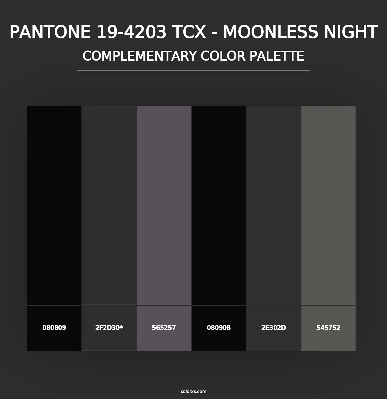 PANTONE 19-4203 TCX - Moonless Night - Complementary Color Palette