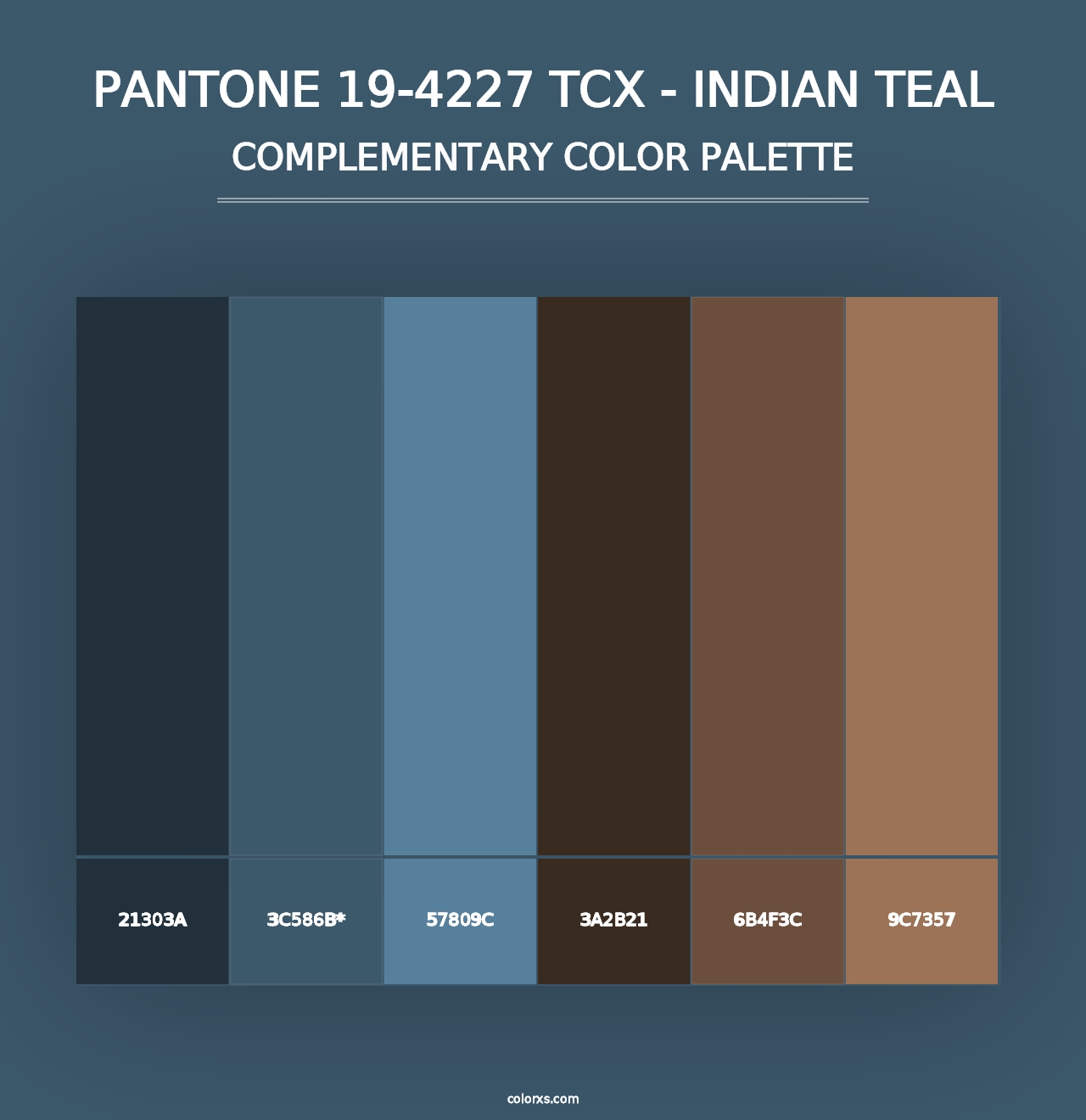 PANTONE 19-4227 TCX - Indian Teal - Complementary Color Palette