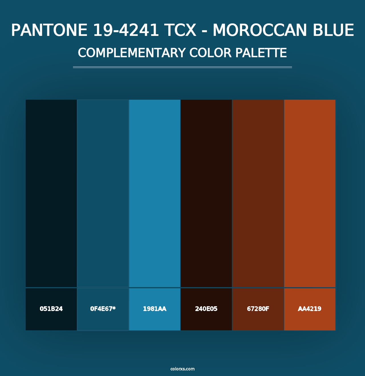 PANTONE 19-4241 TCX - Moroccan Blue - Complementary Color Palette