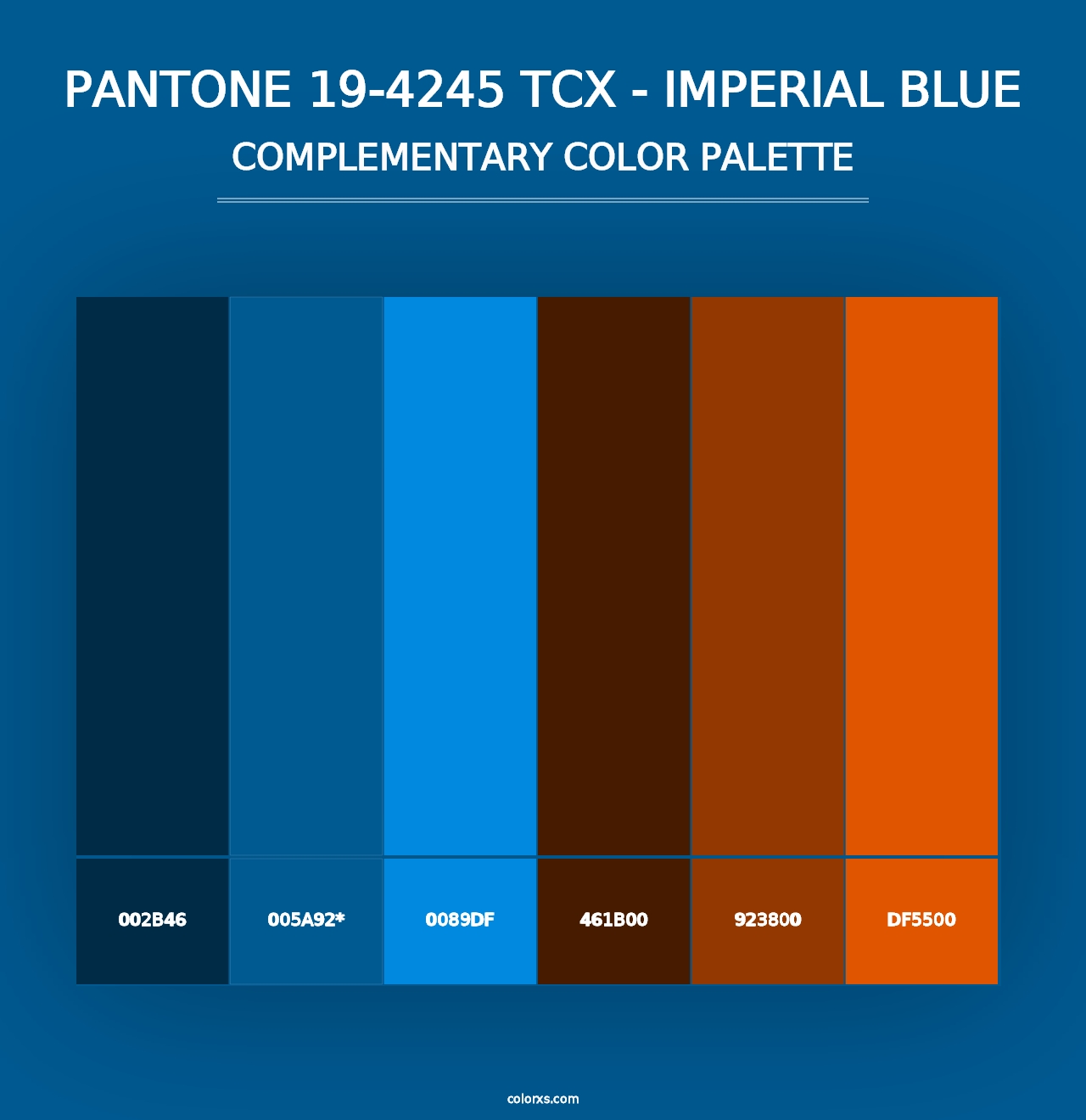 PANTONE 19-4245 TCX - Imperial Blue - Complementary Color Palette