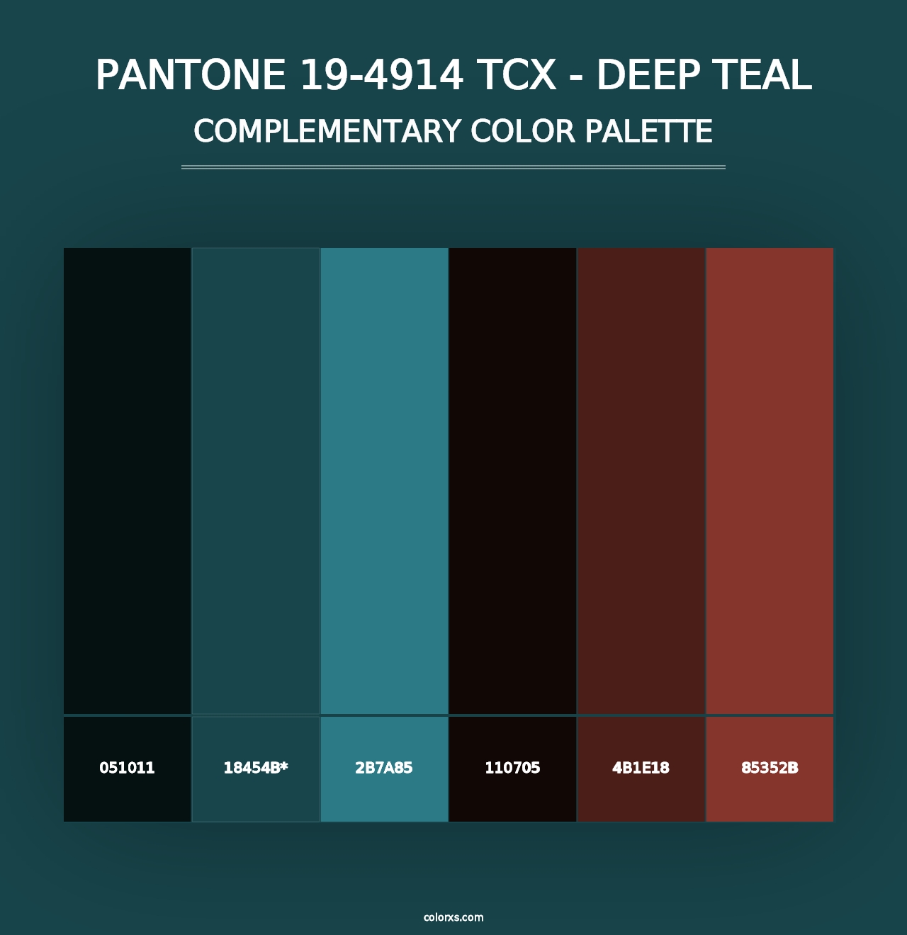 PANTONE 19-4914 TCX - Deep Teal - Complementary Color Palette