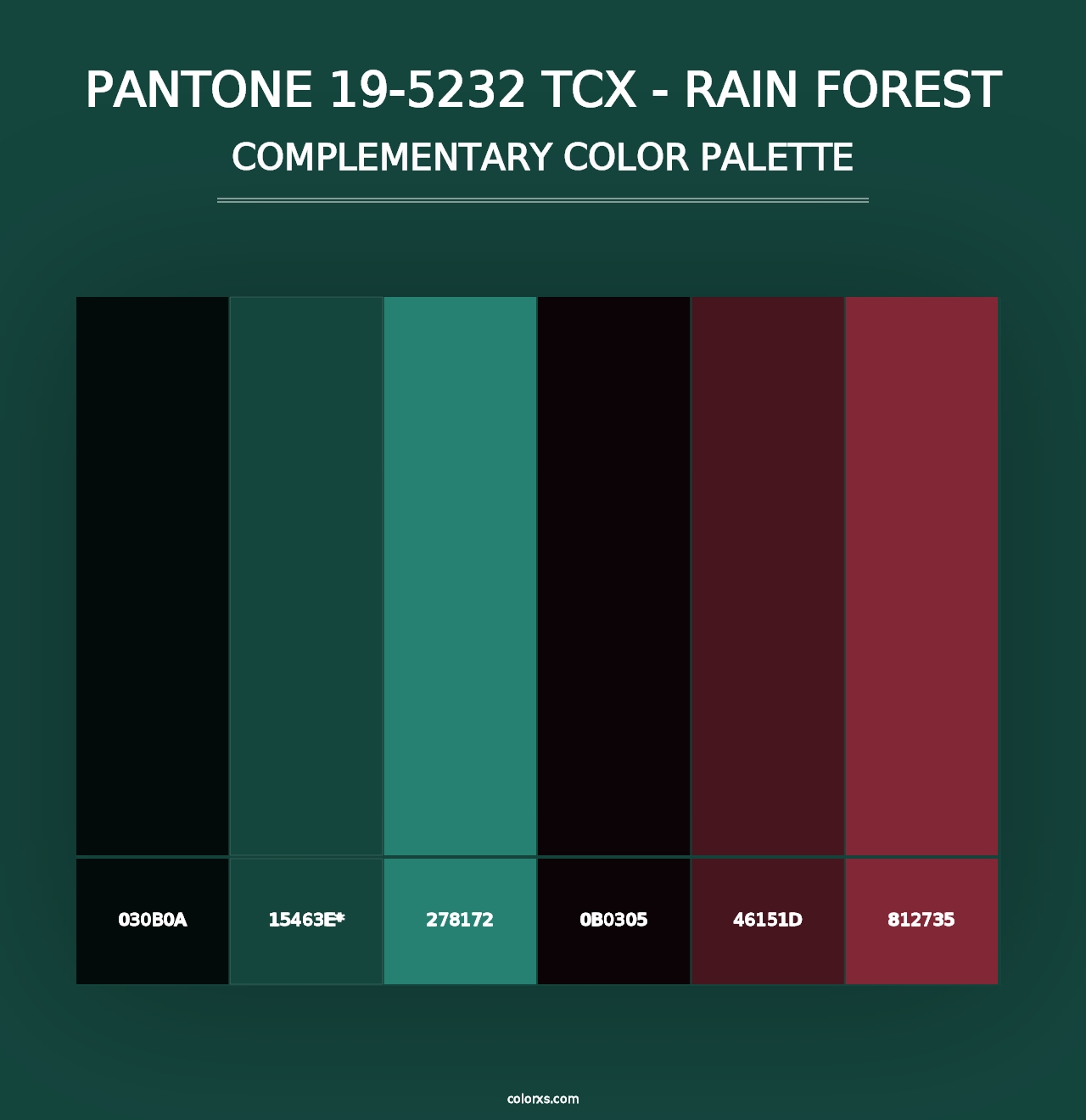 PANTONE 19-5232 TCX - Rain Forest - Complementary Color Palette