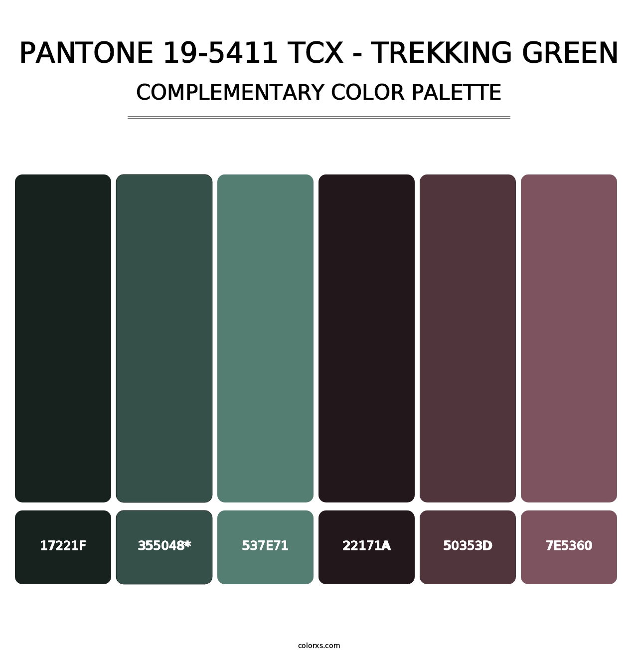 PANTONE 19-5411 TCX - Trekking Green - Complementary Color Palette