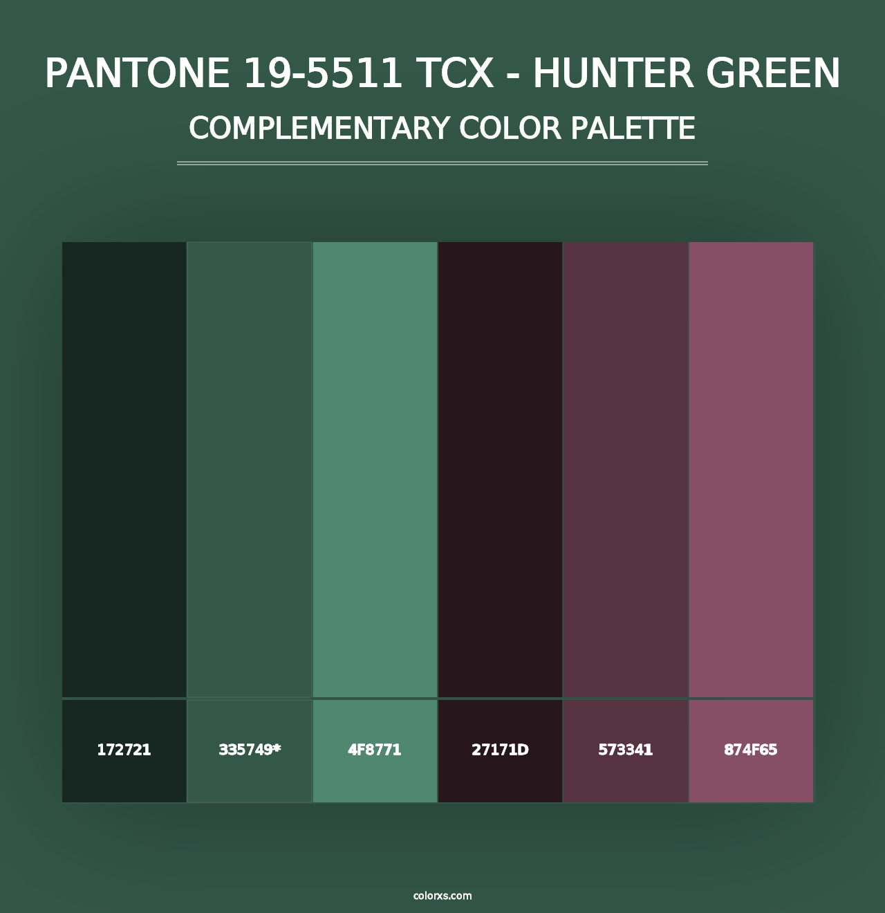 PANTONE 19-5511 TCX - Hunter Green - Complementary Color Palette