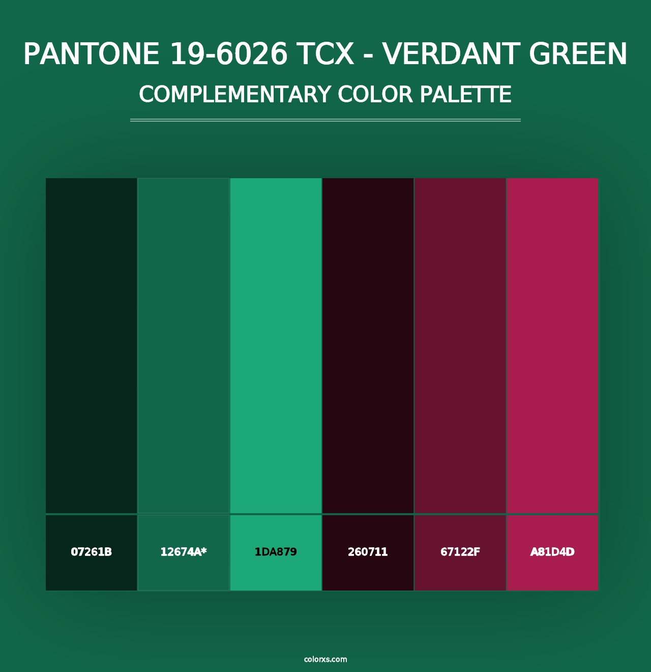 PANTONE 19-6026 TCX - Verdant Green - Complementary Color Palette