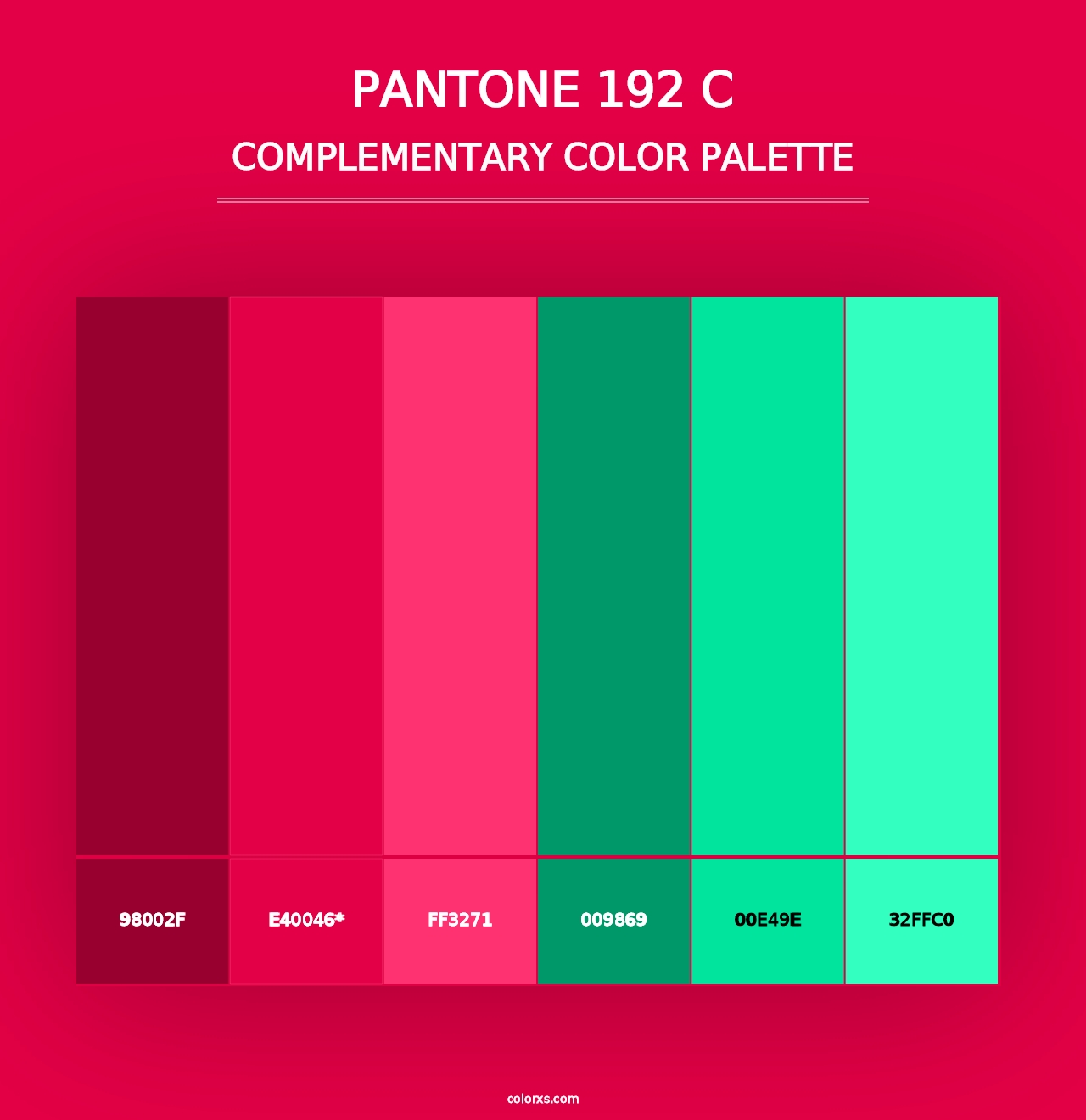 PANTONE 192 C - Complementary Color Palette