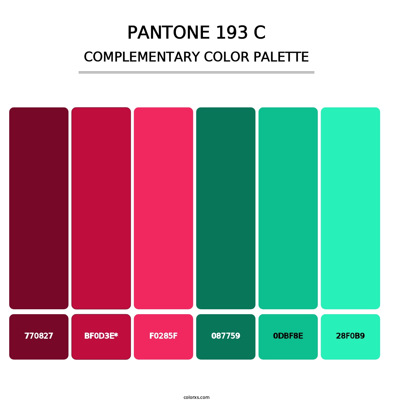 PANTONE 193 C - Complementary Color Palette