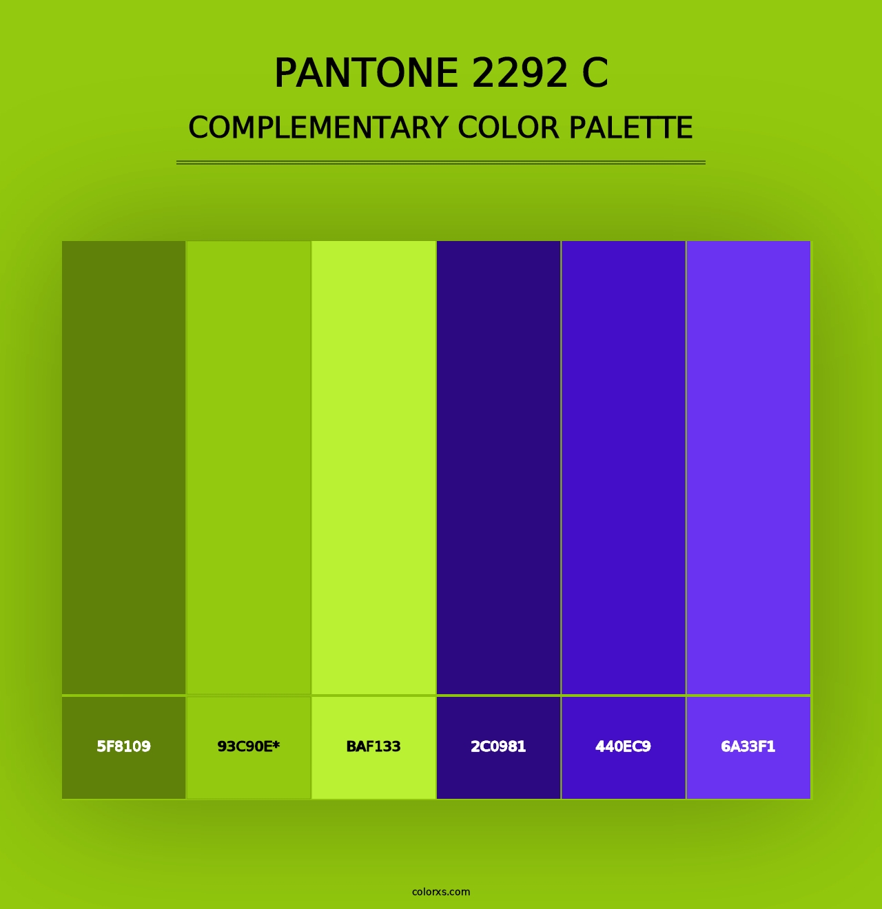 PANTONE 2292 C - Complementary Color Palette