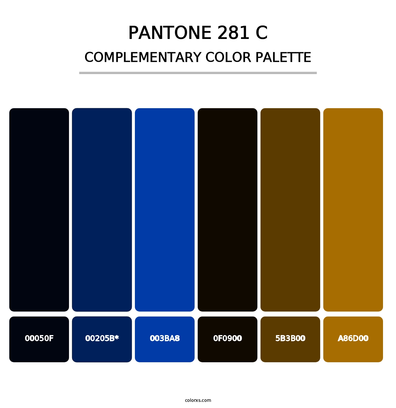 PANTONE 281 C - Complementary Color Palette