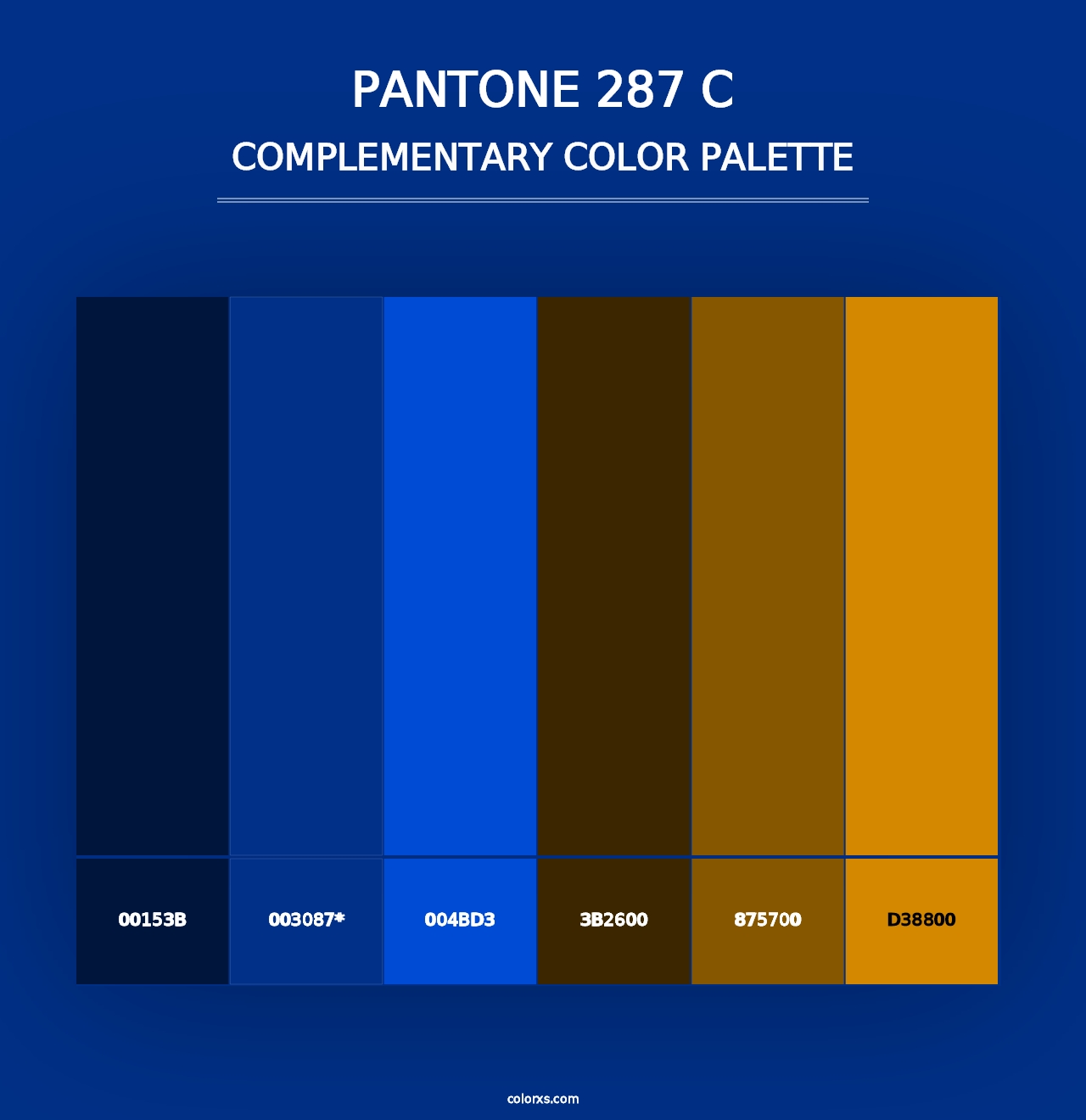 PANTONE 287 C - Complementary Color Palette