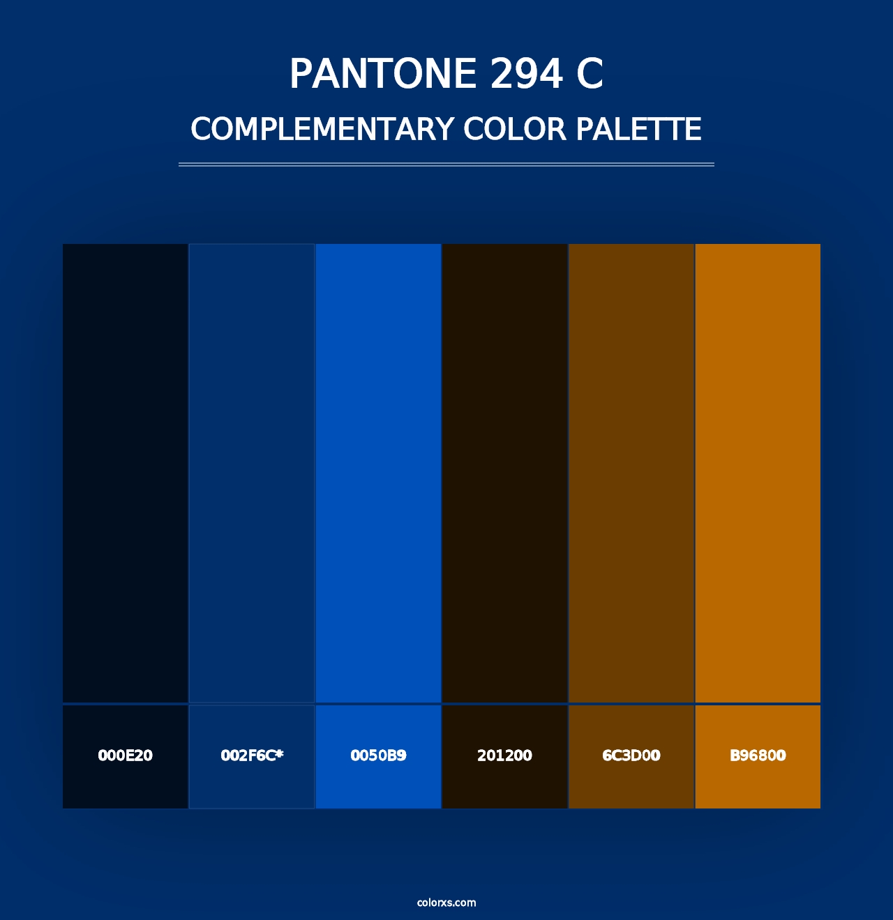 PANTONE 294 C - Complementary Color Palette