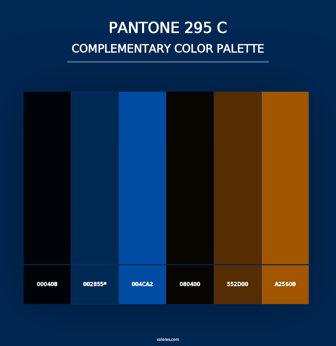 PANTONE 295 C - Complementary Color Palette