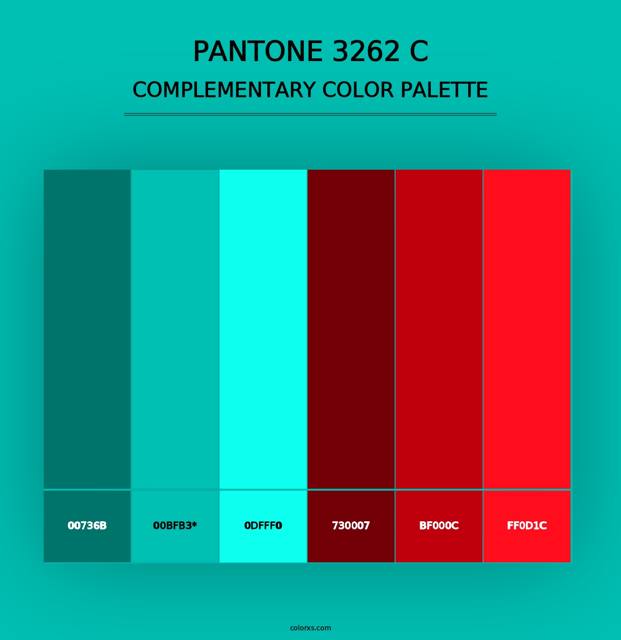 PANTONE 3262 C - Complementary Color Palette