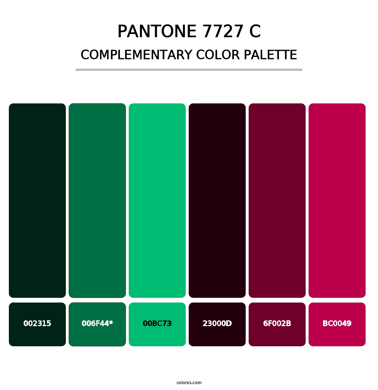 PANTONE 7727 C - Complementary Color Palette