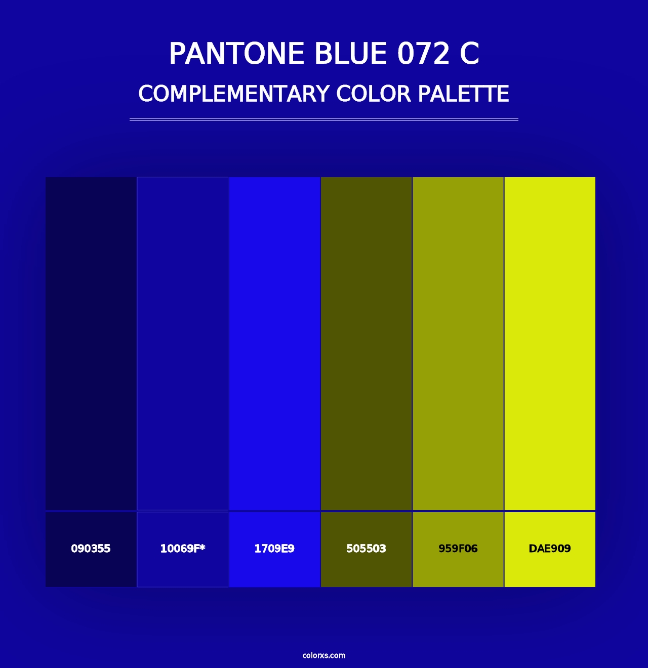 PANTONE Blue 072 C - Complementary Color Palette