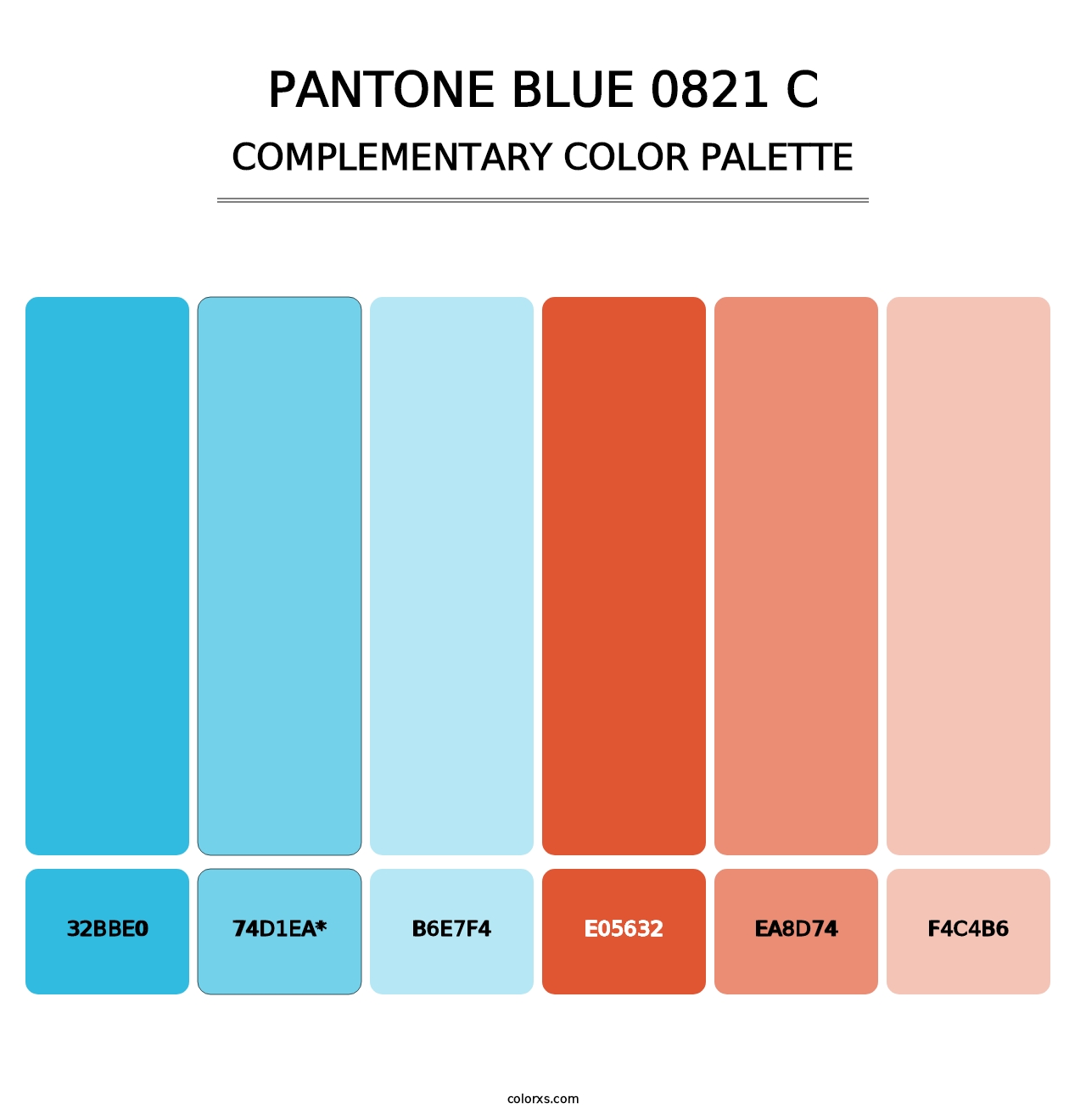 PANTONE Blue 0821 C - Complementary Color Palette