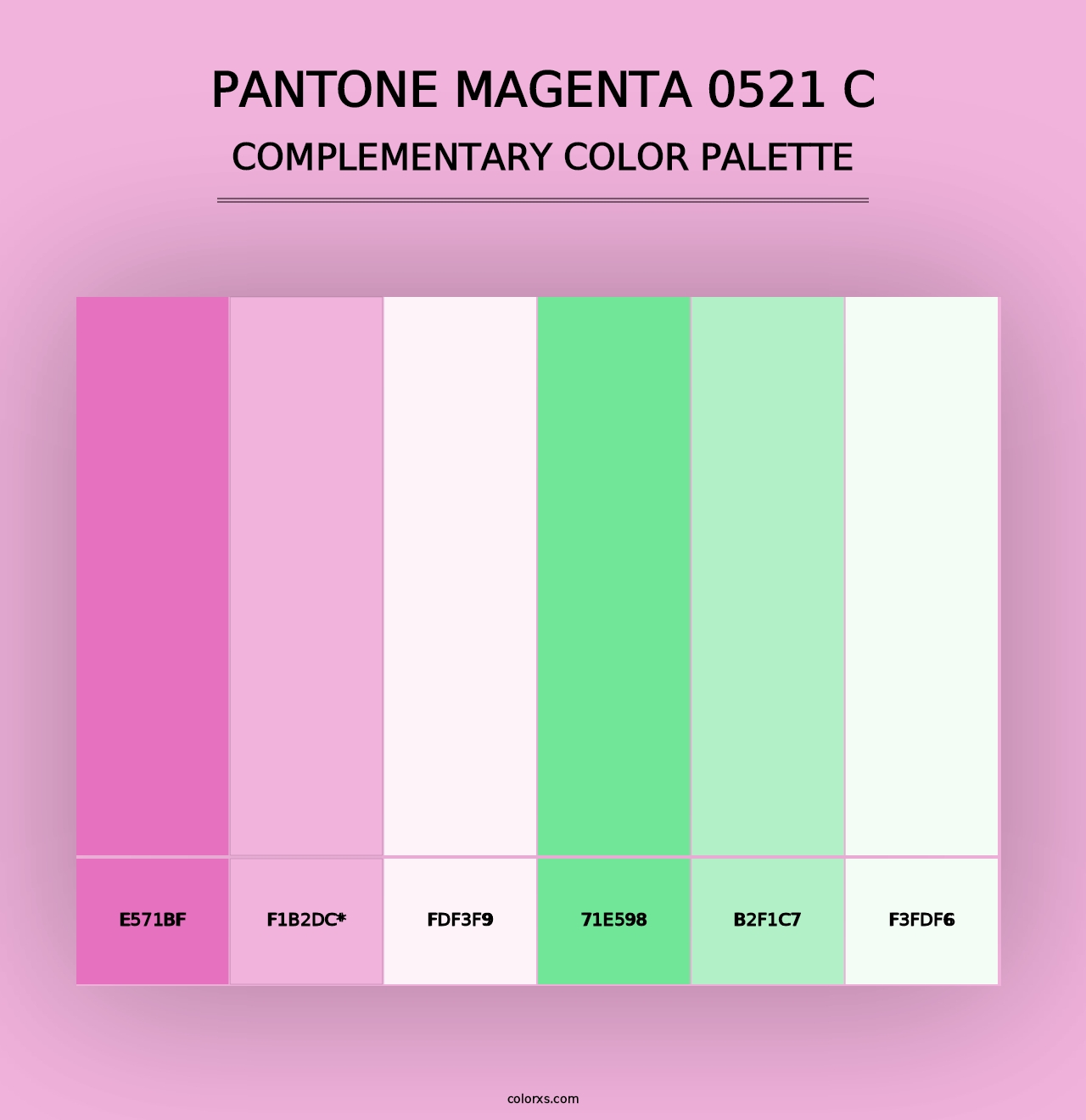 PANTONE Magenta 0521 C - Complementary Color Palette