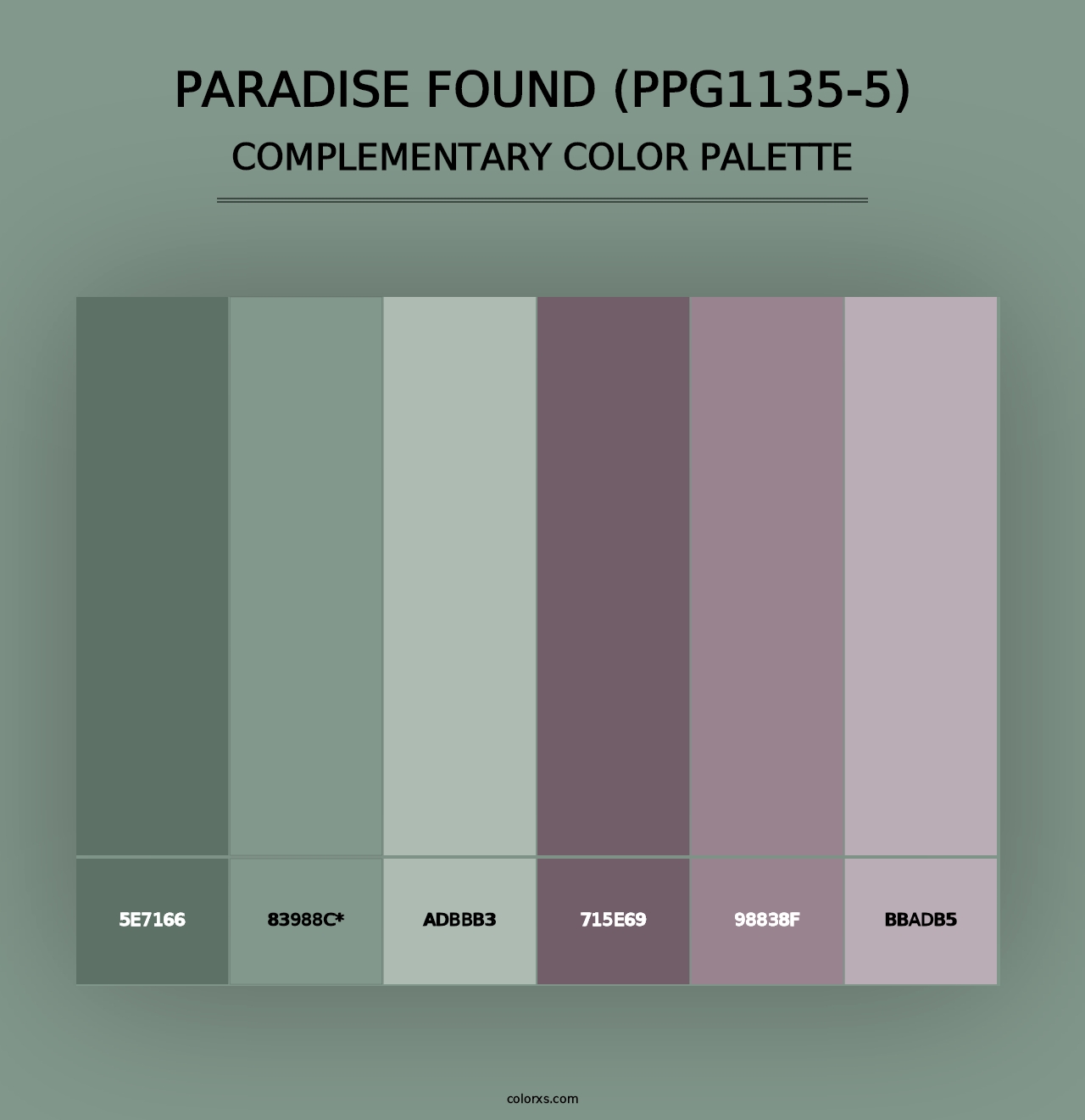 Paradise Found (PPG1135-5) - Complementary Color Palette