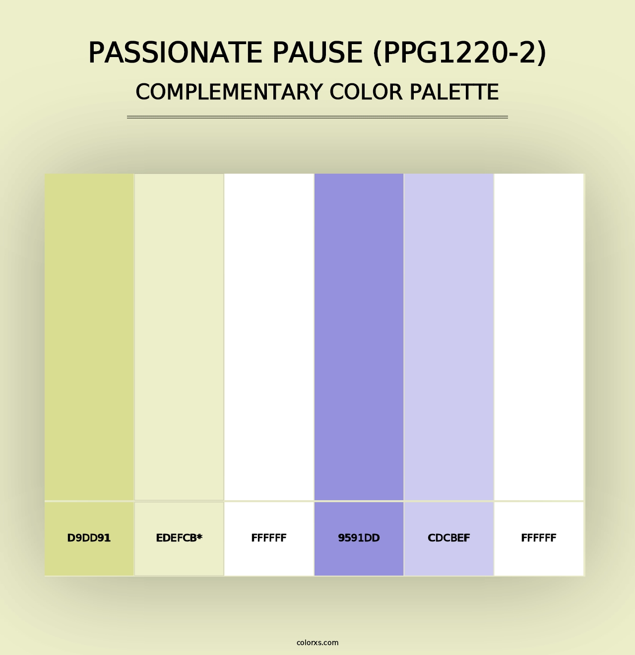 Passionate Pause (PPG1220-2) - Complementary Color Palette