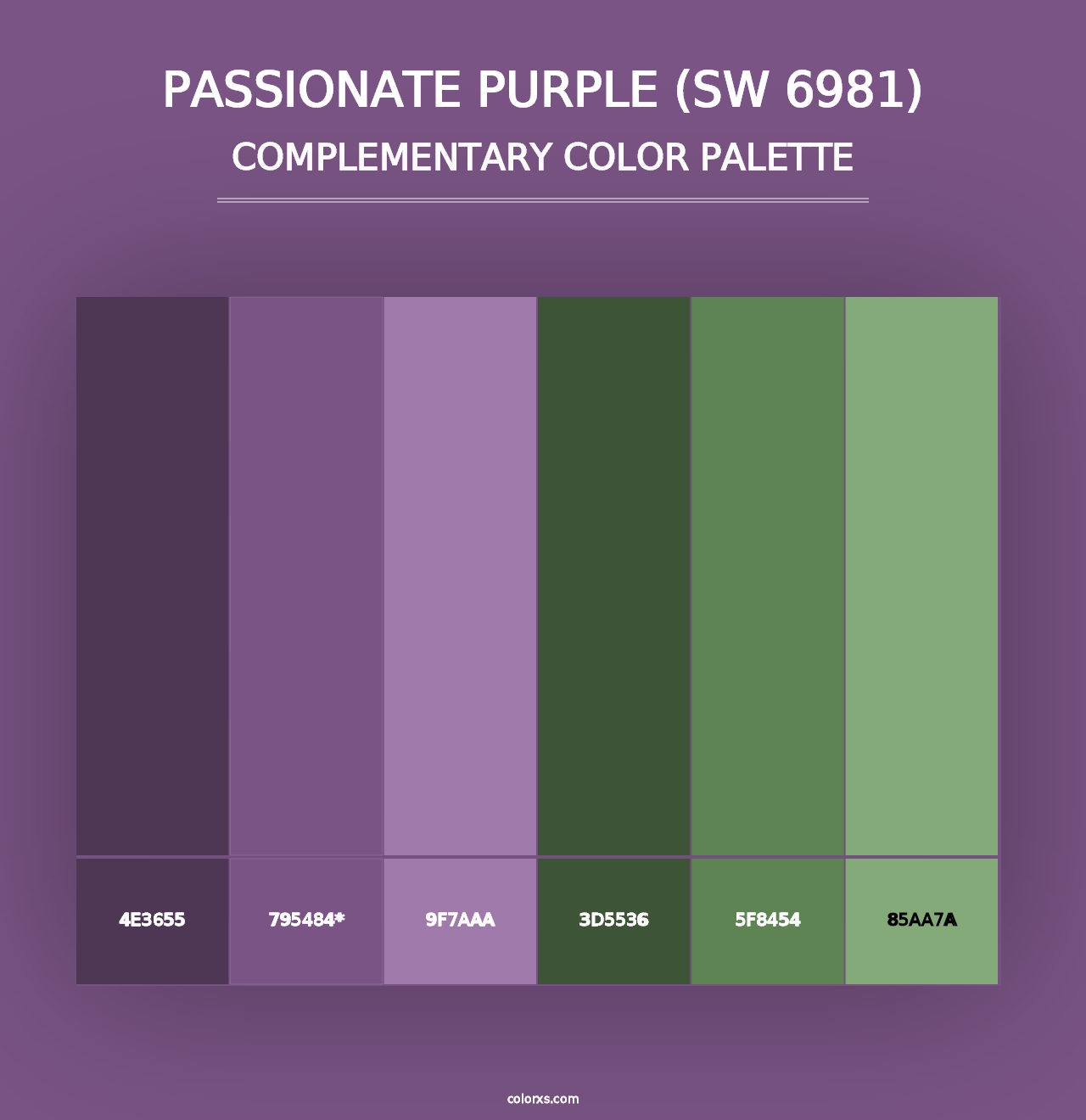 Passionate Purple (SW 6981) - Complementary Color Palette