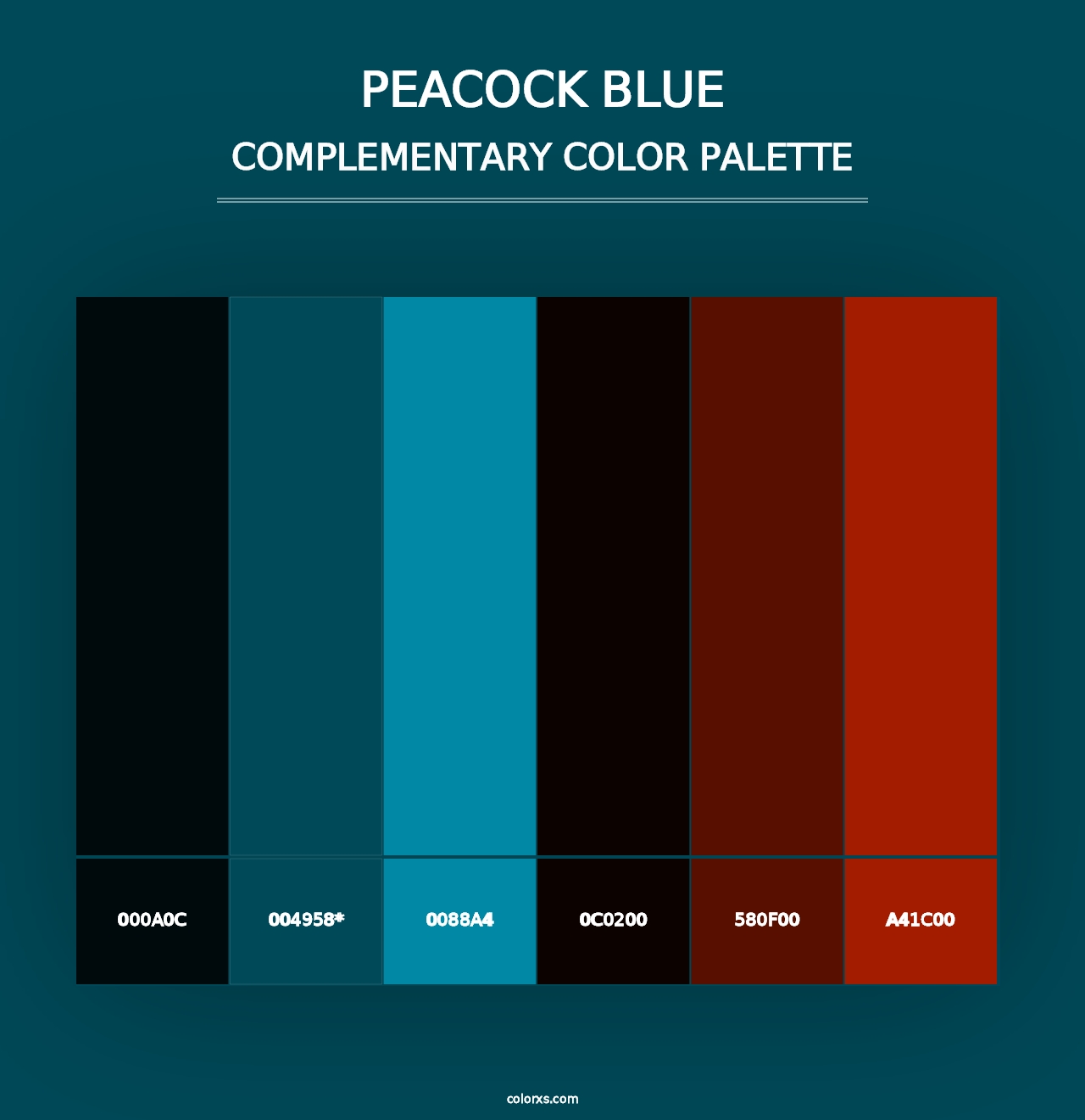 Peacock Blue - Complementary Color Palette