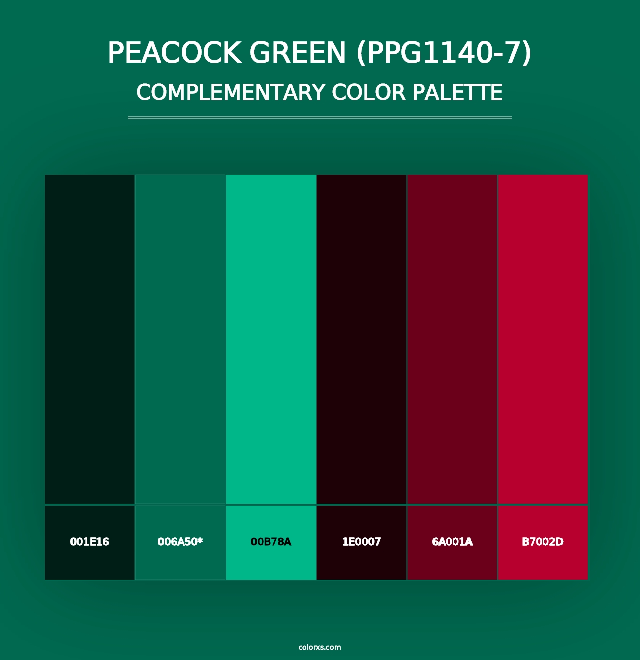 Peacock Green (PPG1140-7) - Complementary Color Palette