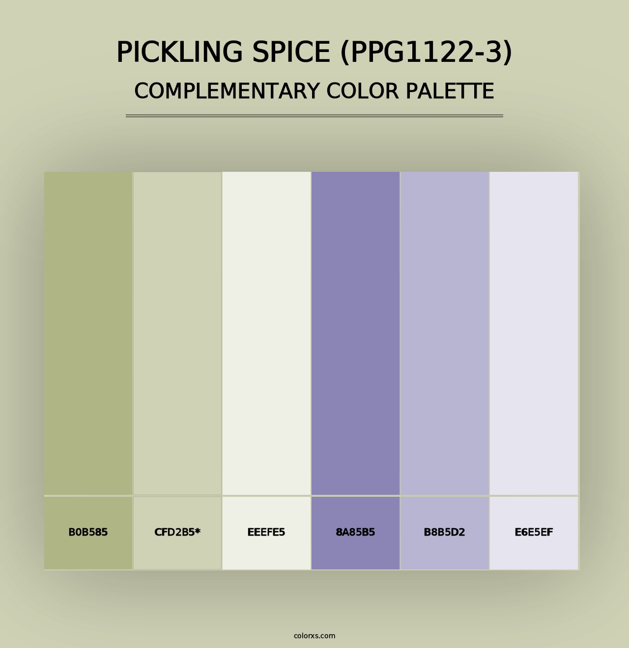 Pickling Spice (PPG1122-3) - Complementary Color Palette