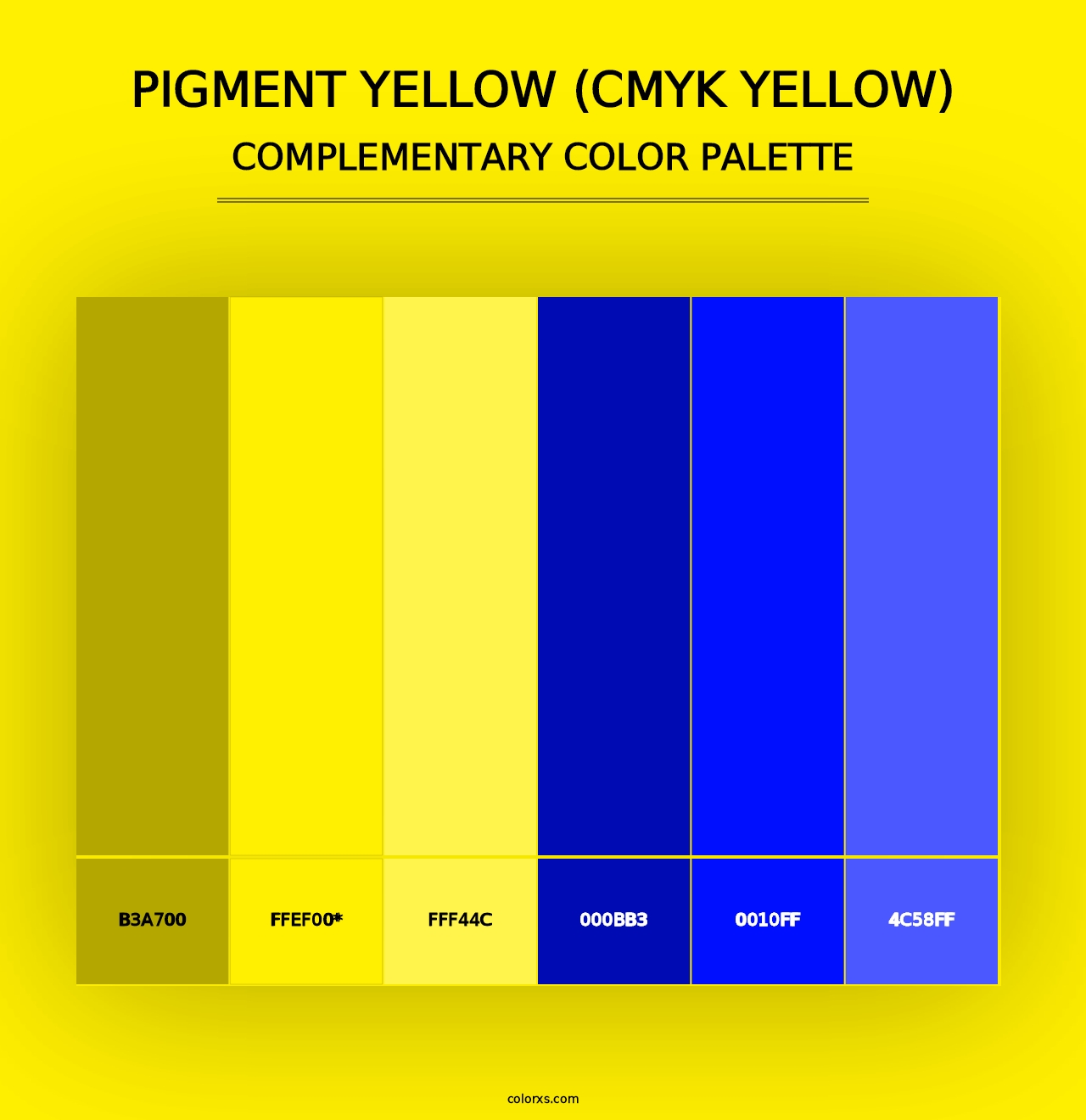 Pigment Yellow (CMYK Yellow) - Complementary Color Palette