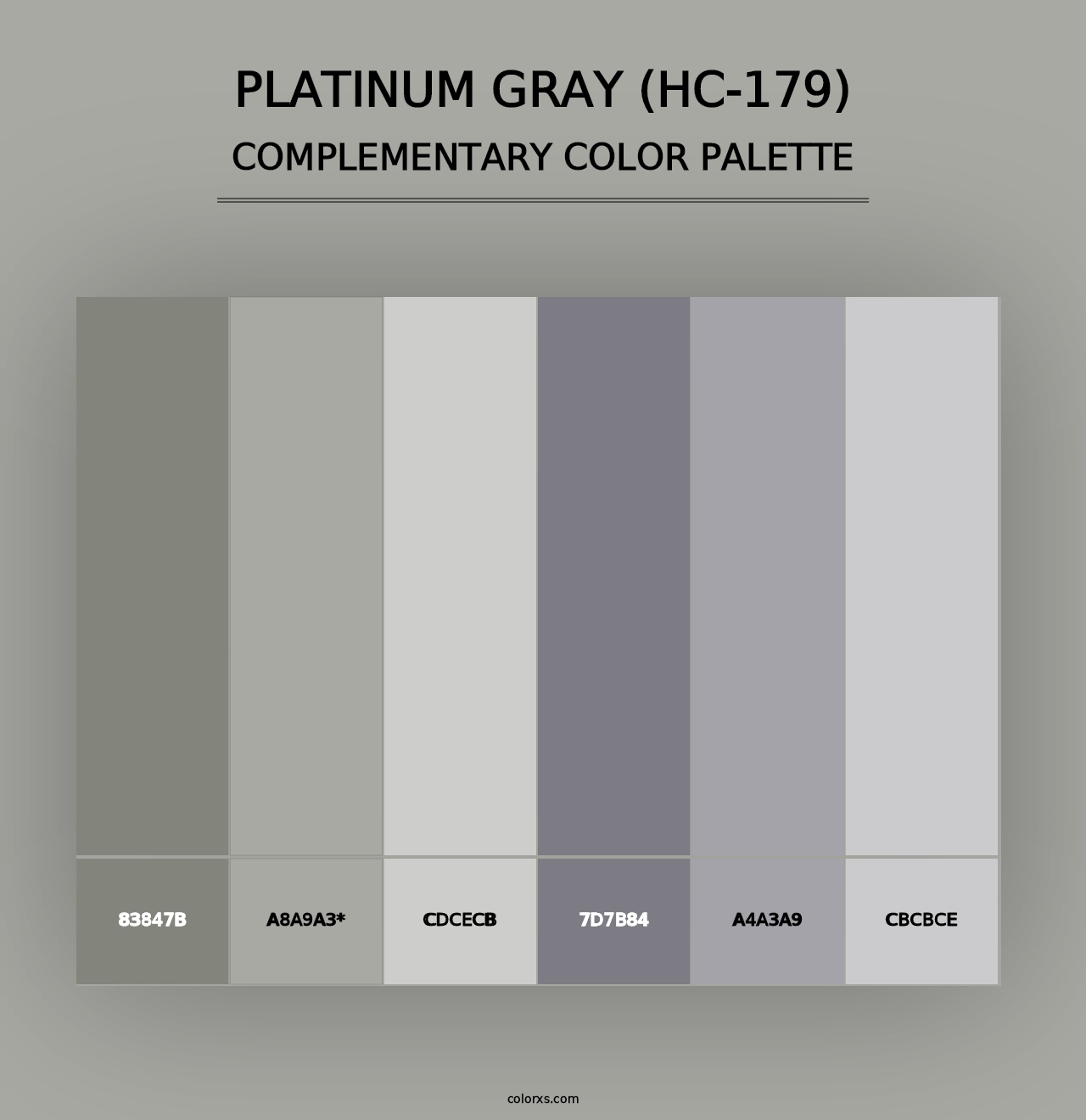 Platinum Gray (HC-179) - Complementary Color Palette