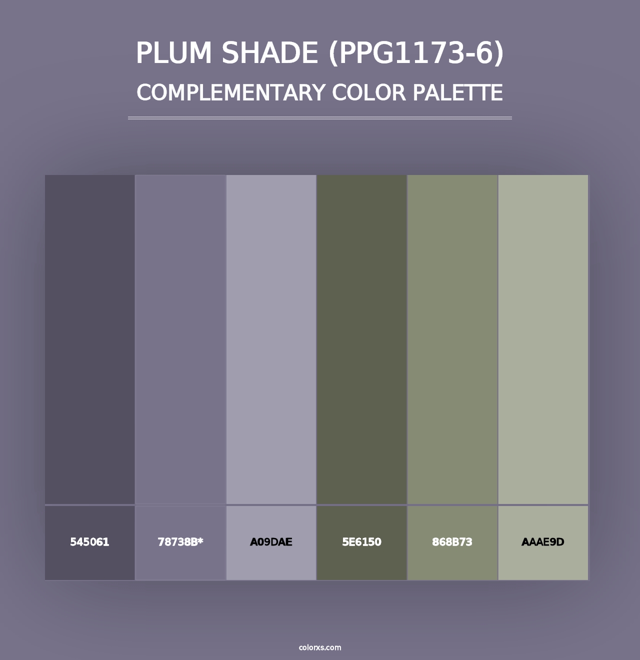 Plum Shade (PPG1173-6) - Complementary Color Palette