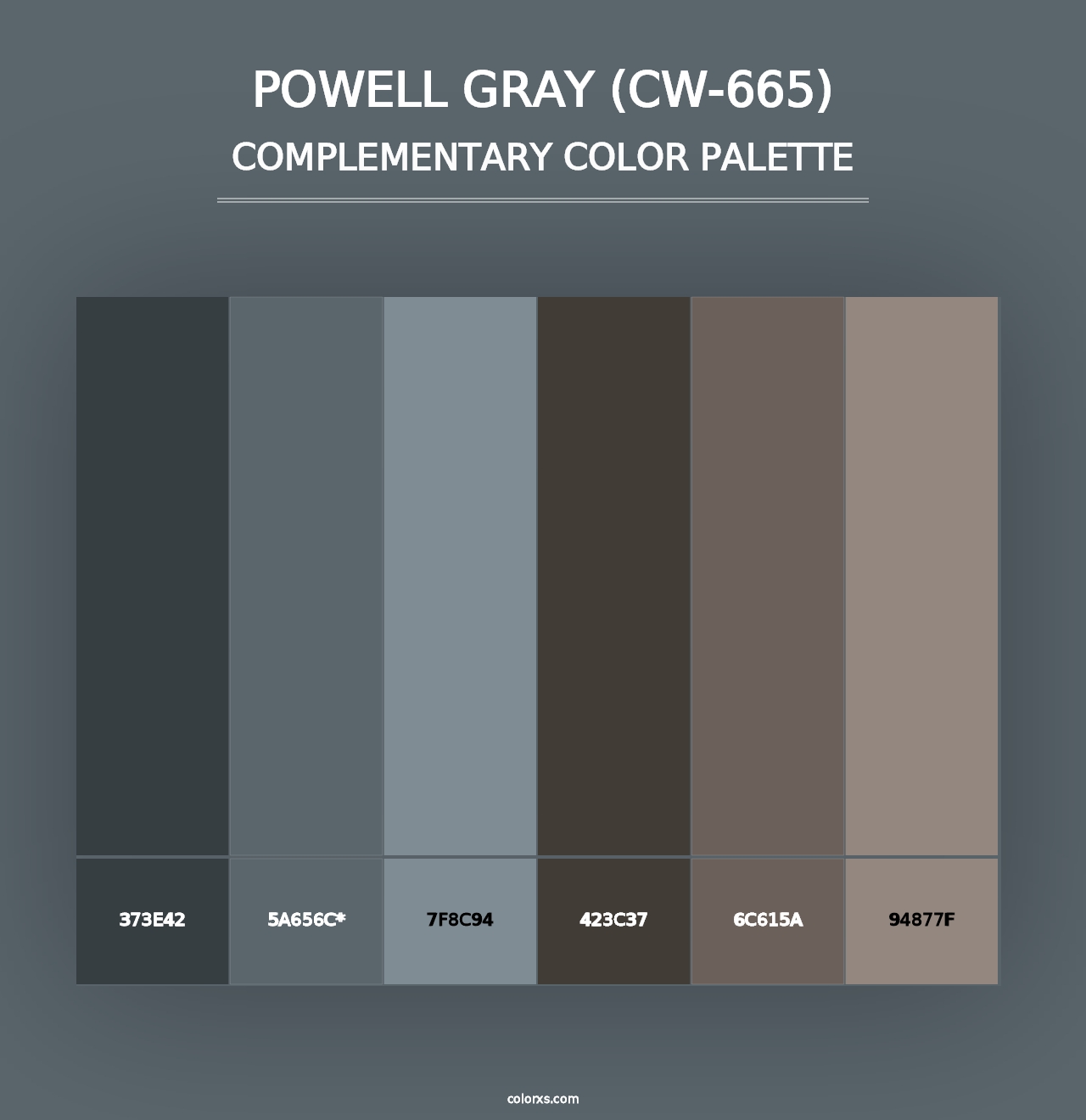 Powell Gray (CW-665) - Complementary Color Palette