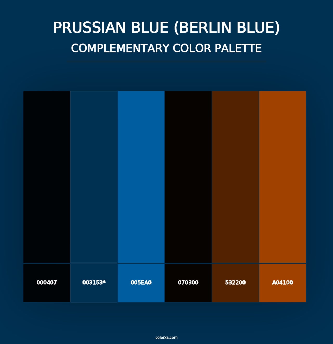 Prussian Blue (Berlin Blue) - Complementary Color Palette