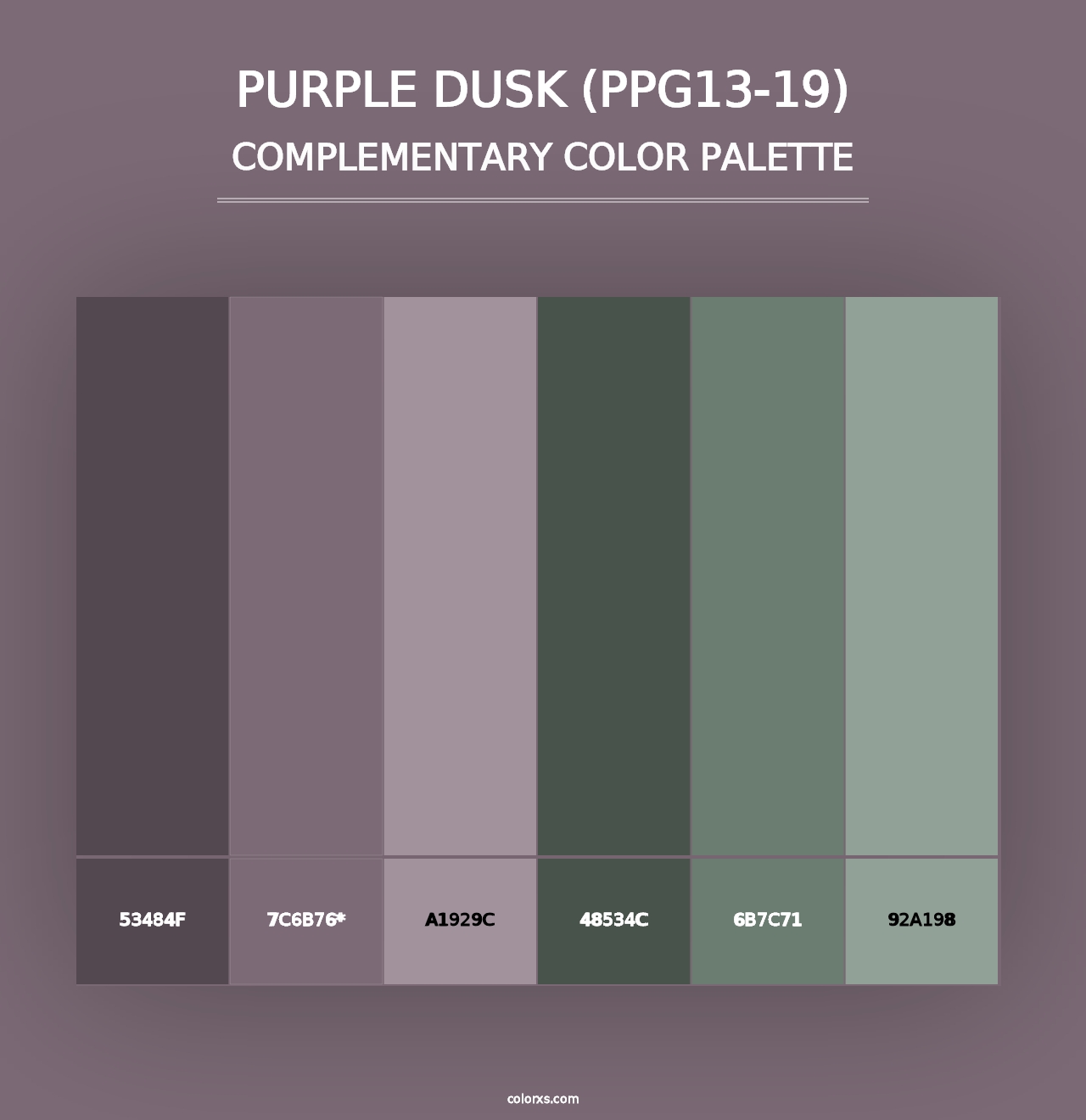 Purple Dusk (PPG13-19) - Complementary Color Palette